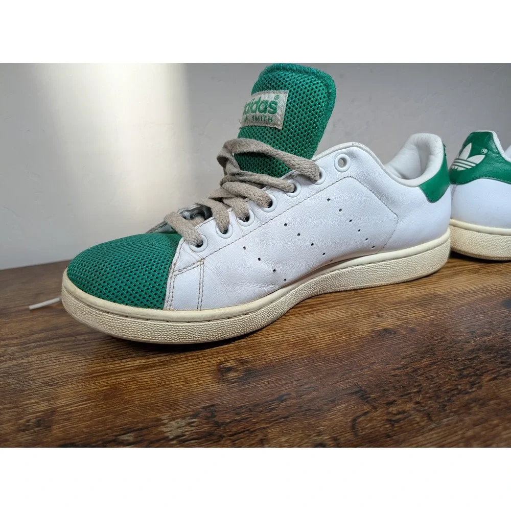 Adidas Stan Smith White Green Mesh Toe Low Top Sneakers Mens 10